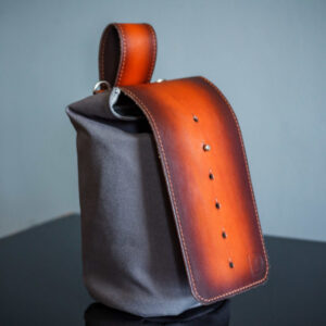 Lens Pouch with gray canvas