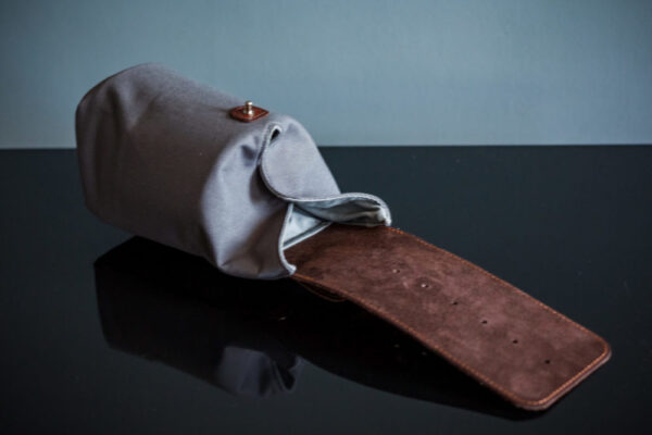 Lens Pouch with gray canvas