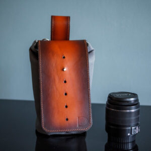 Lens Pouch with gray canvas