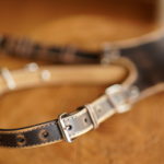 Vintage narrow camera strap with stitching