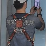 Sunburst camera harness with stiching