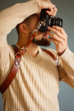 Dual camera strap leather